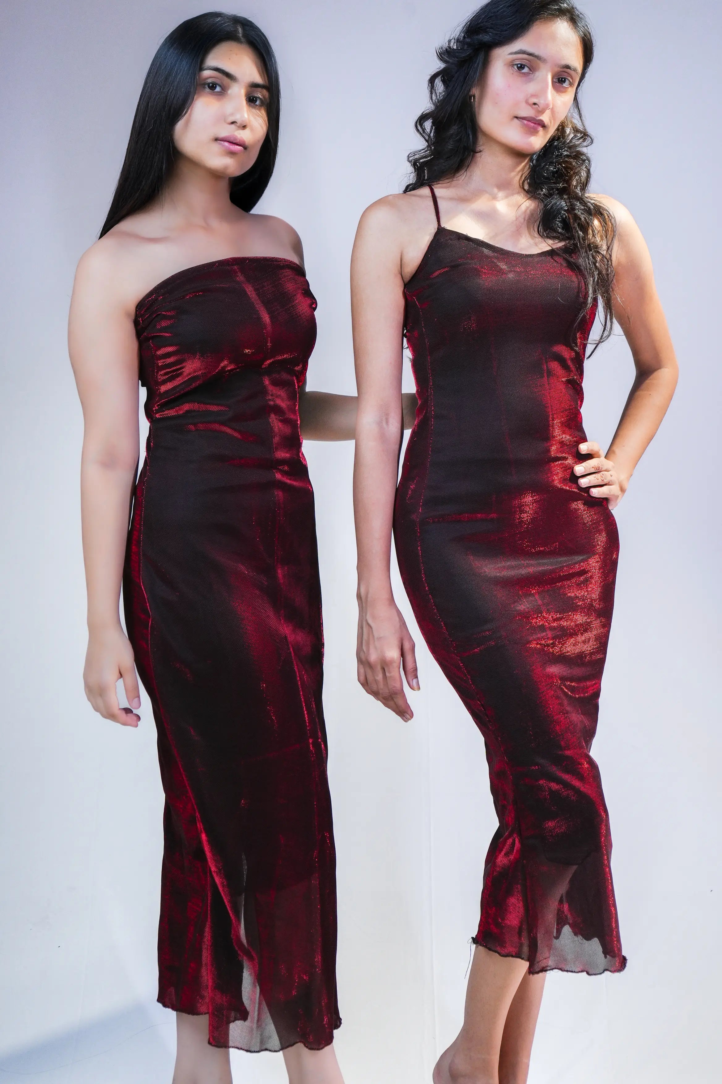 Burgundy Velvet Strappy Slip Midi Dress