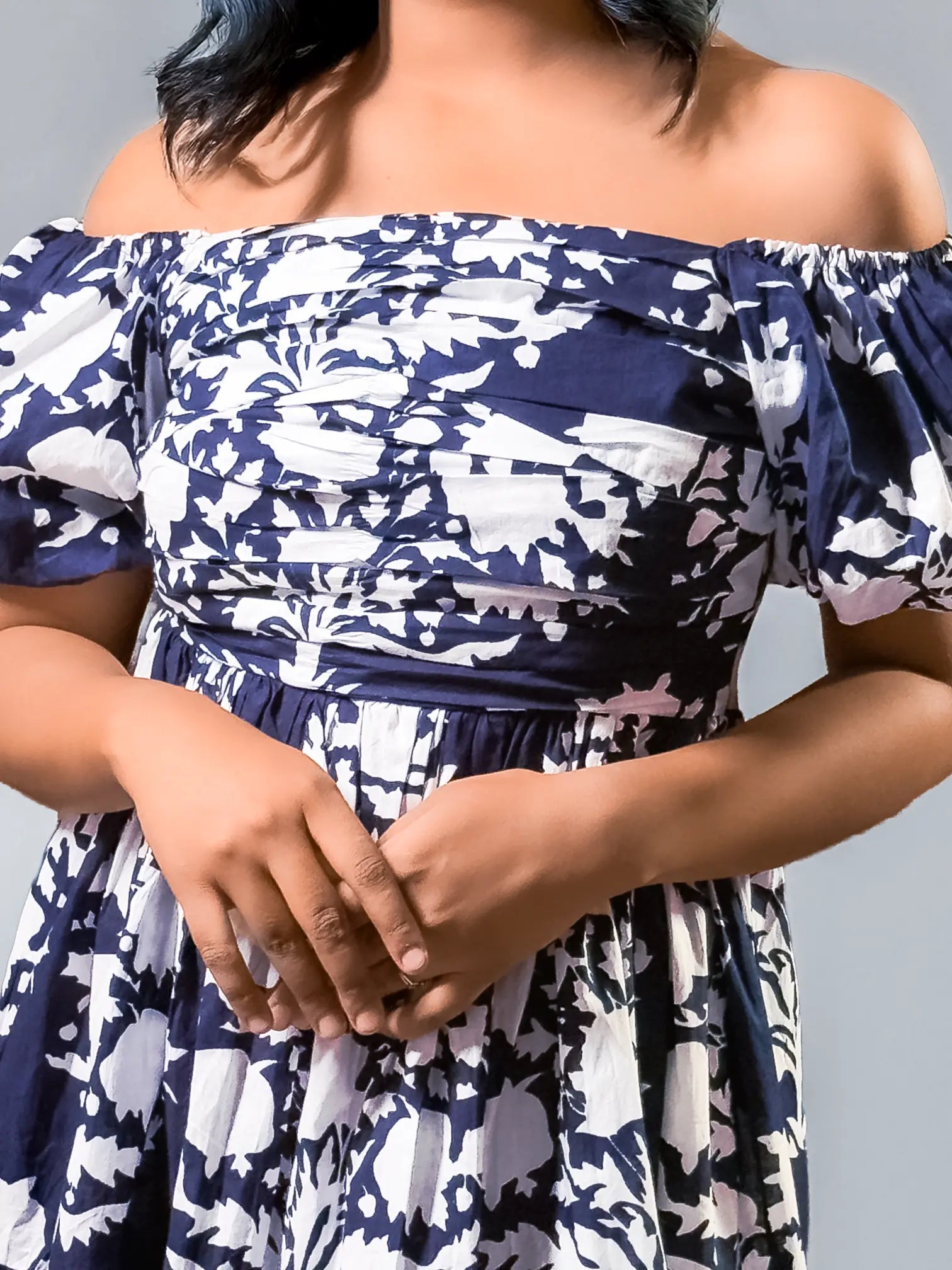 Moonlit Garden Off-Shoulder Flared Dress (AL-SS1-25-2010)