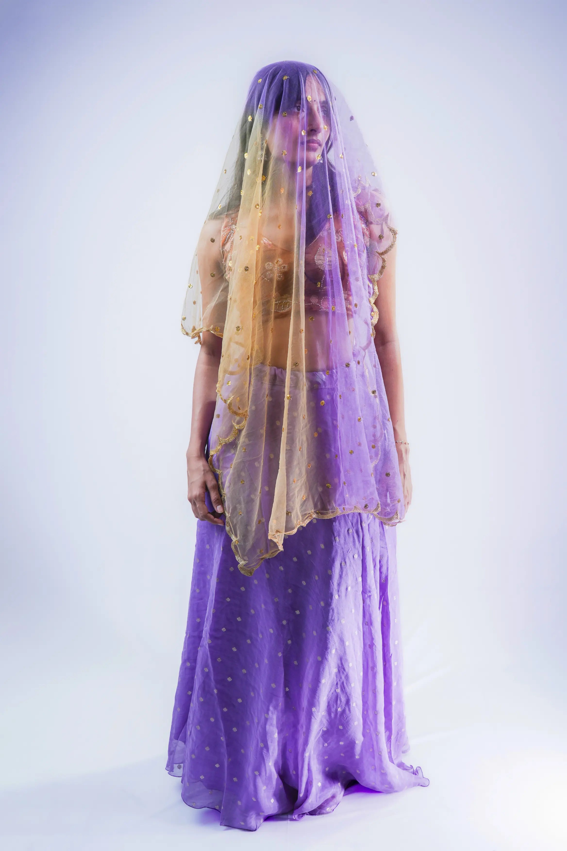 Purple and Mustard Ethnic Lehenga Set