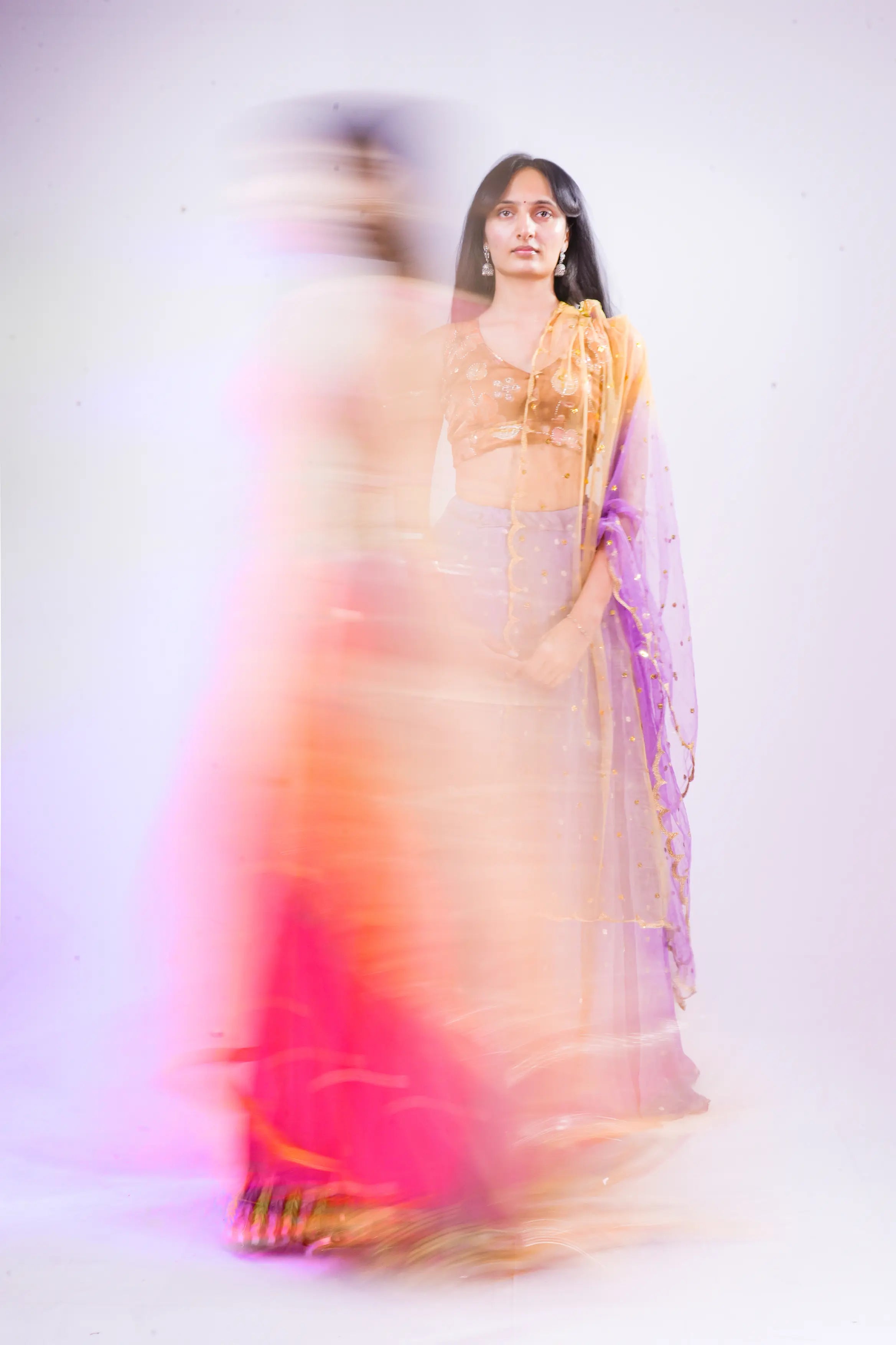 Purple and Mustard Ethnic Lehenga Set