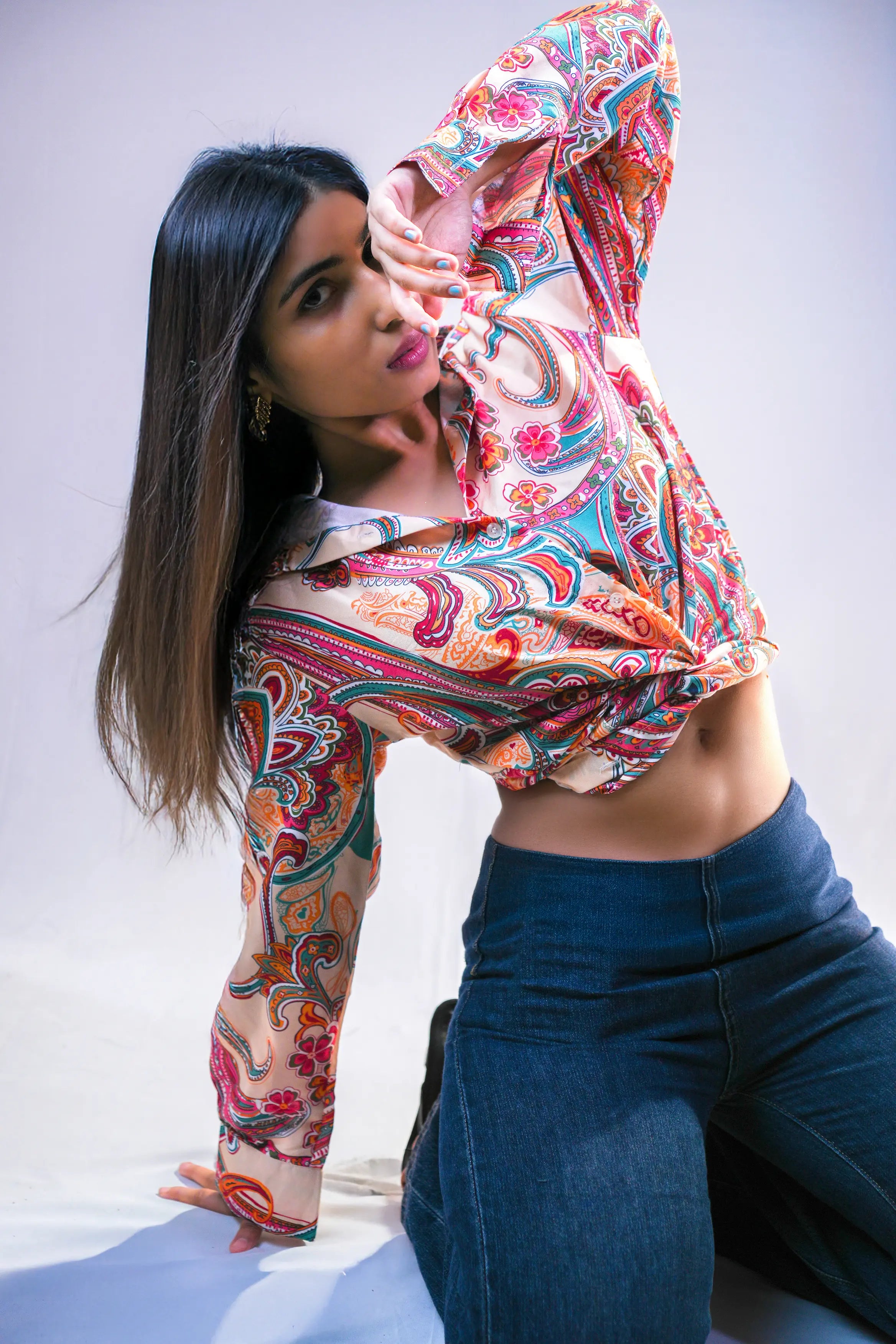 Peach Paisley Printed Relaxed Fit Shirt