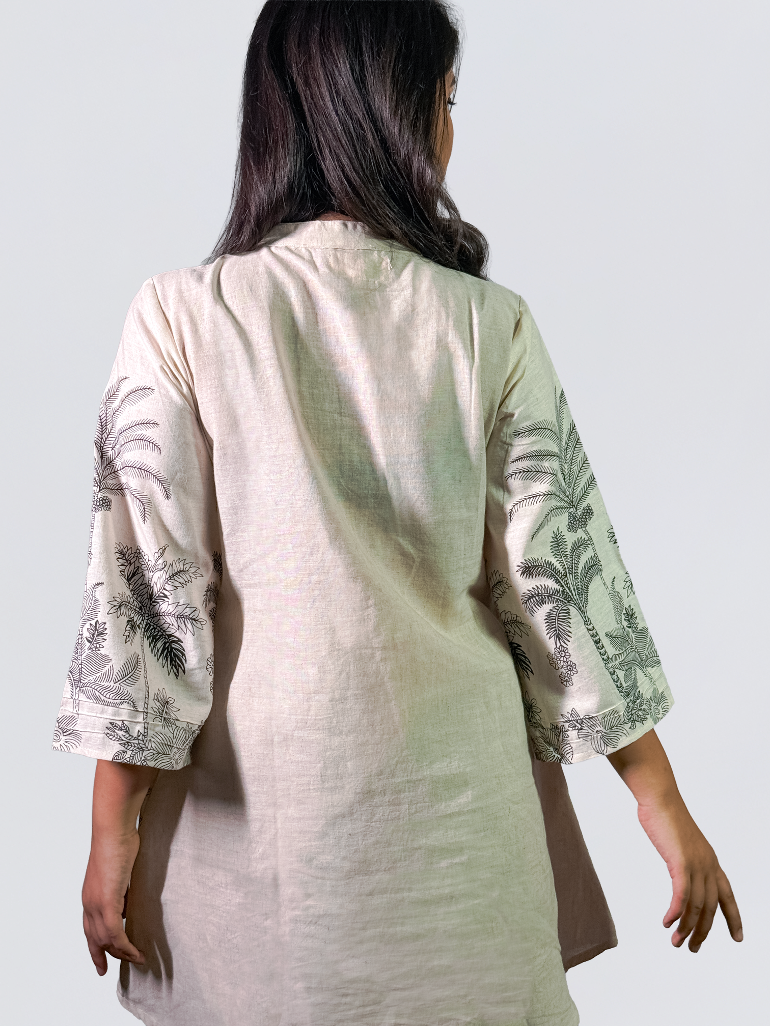 Ivory & Charcoal Hand block Palm Print Coord Set – Al-SS1-25-0002