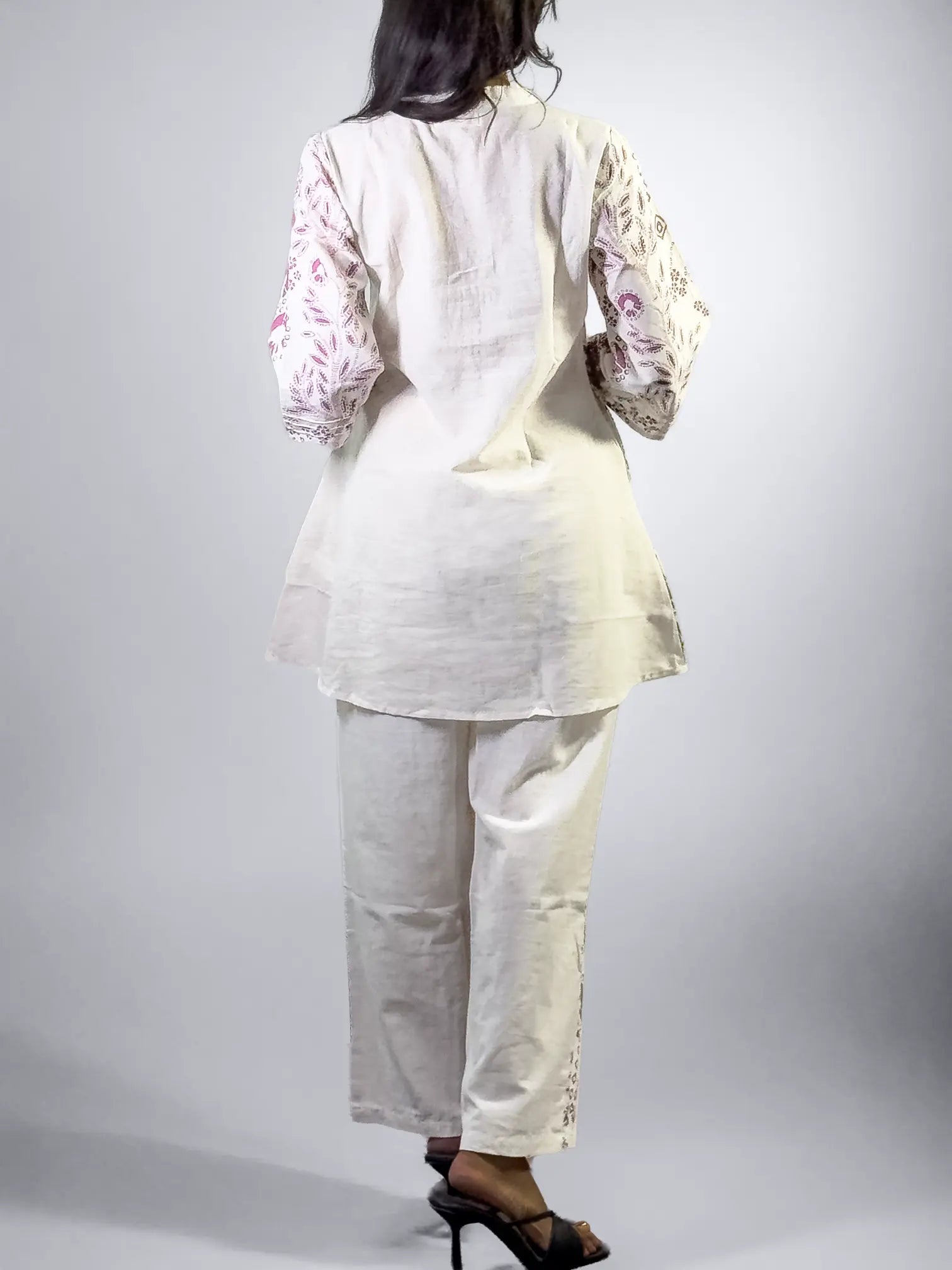 Ivory & Plum Hand block Printed Ethnic Coord Set