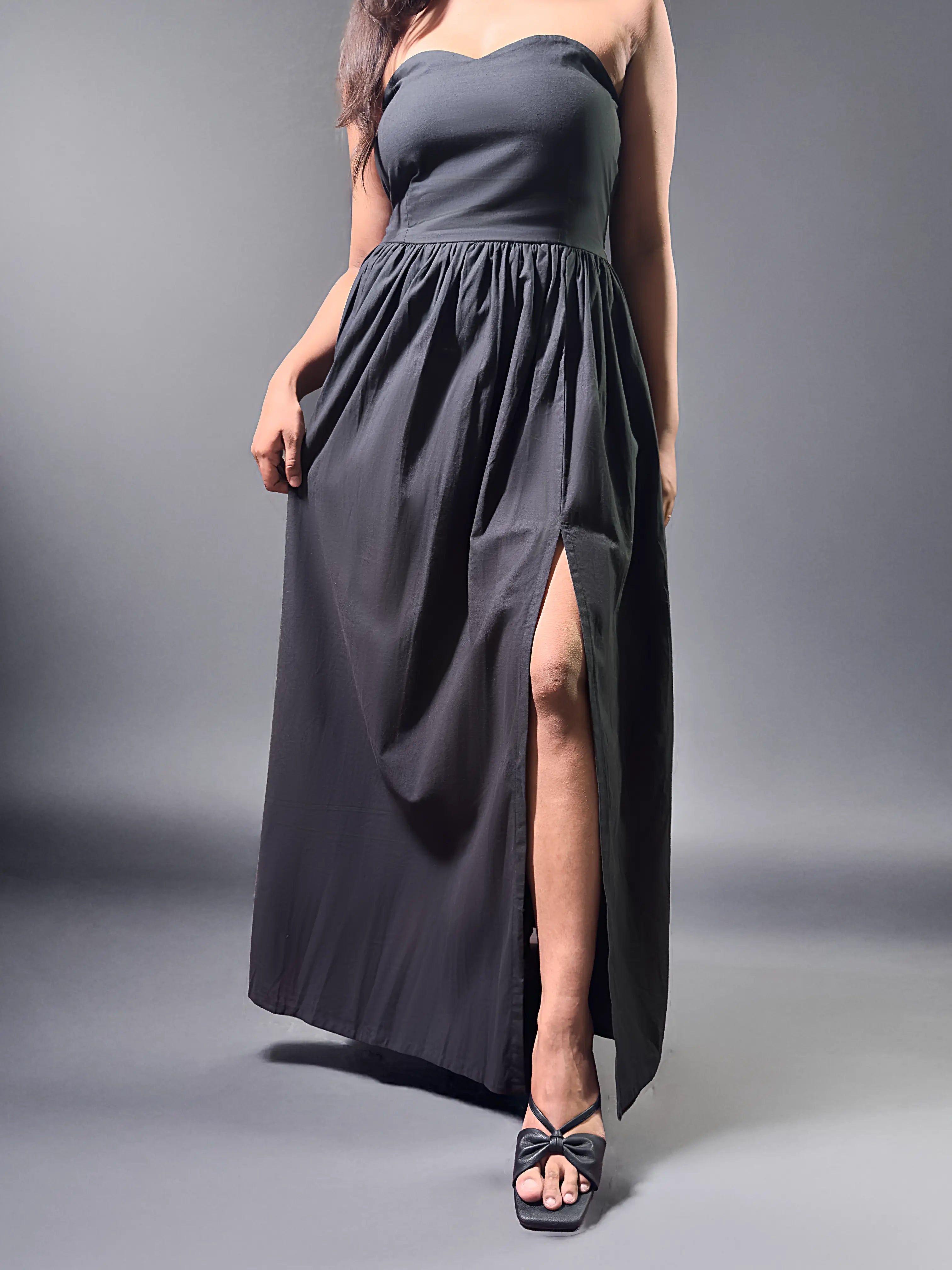 Midnight Muse Strapless Maxi Dress