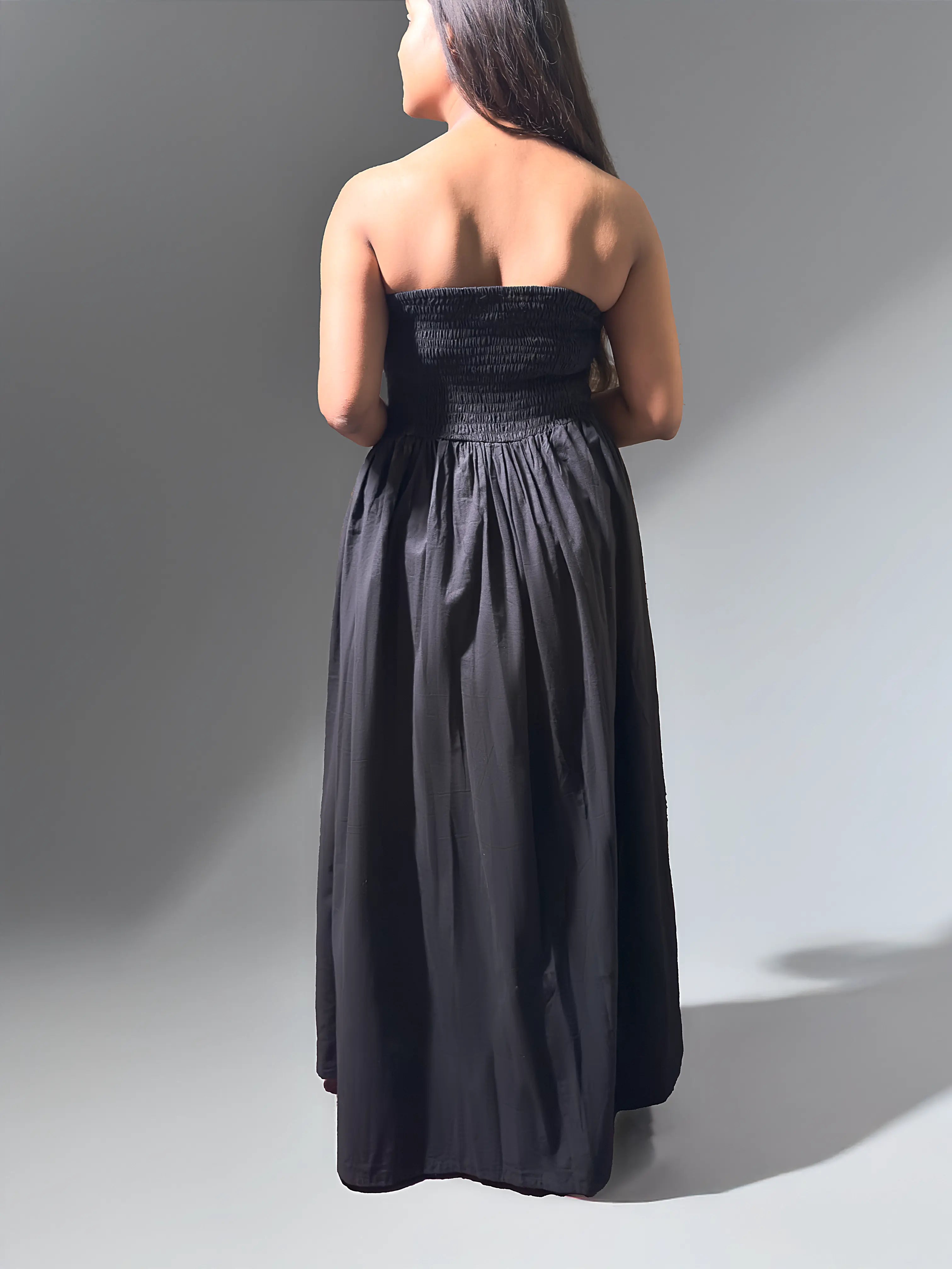 Midnight Muse Strapless Maxi Dress