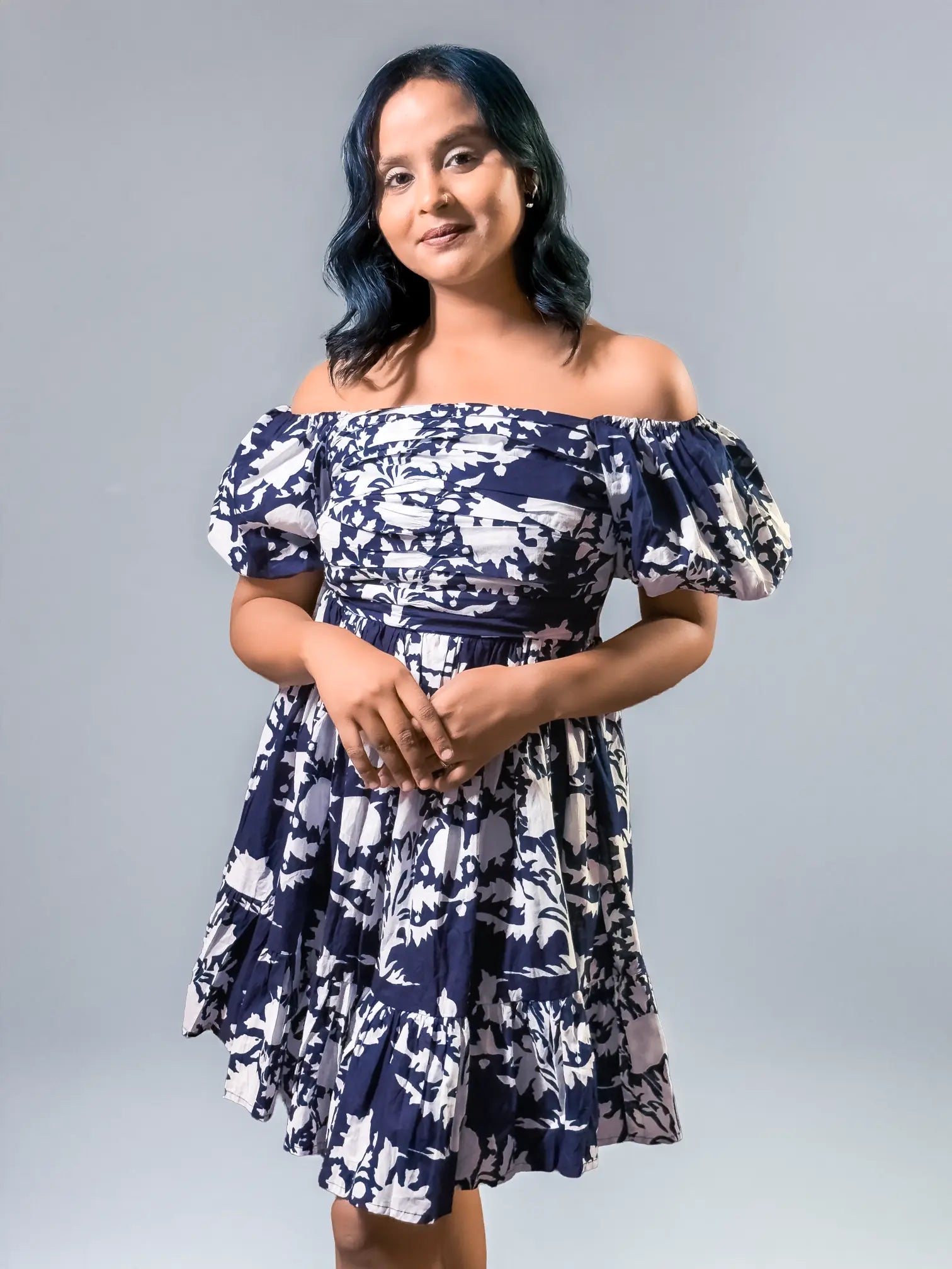 Moonlit Garden Off-Shoulder Flared Dress (AL-SS1-25-2010)