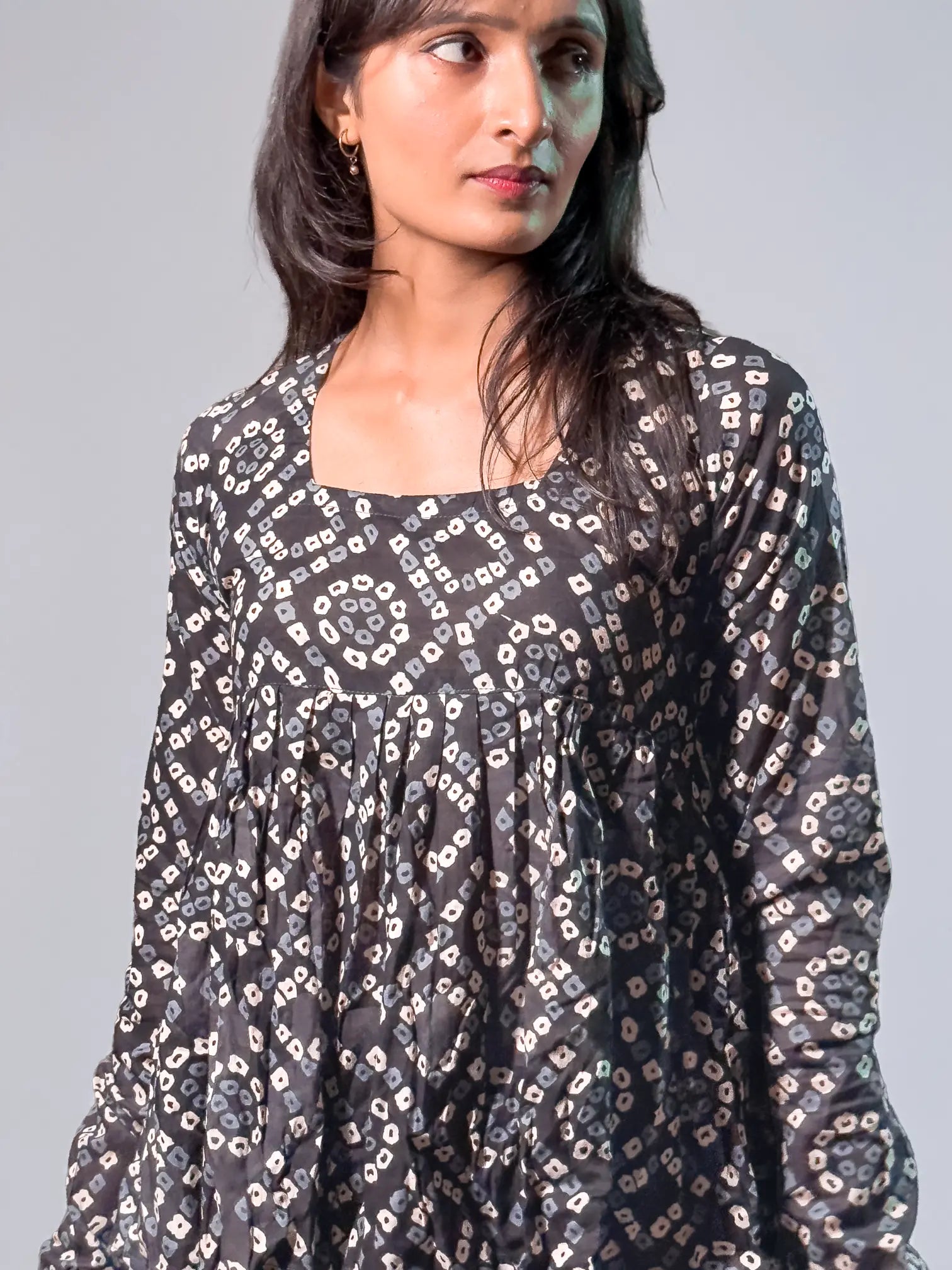 Indigo Geometric Hand block Print Short Kurti