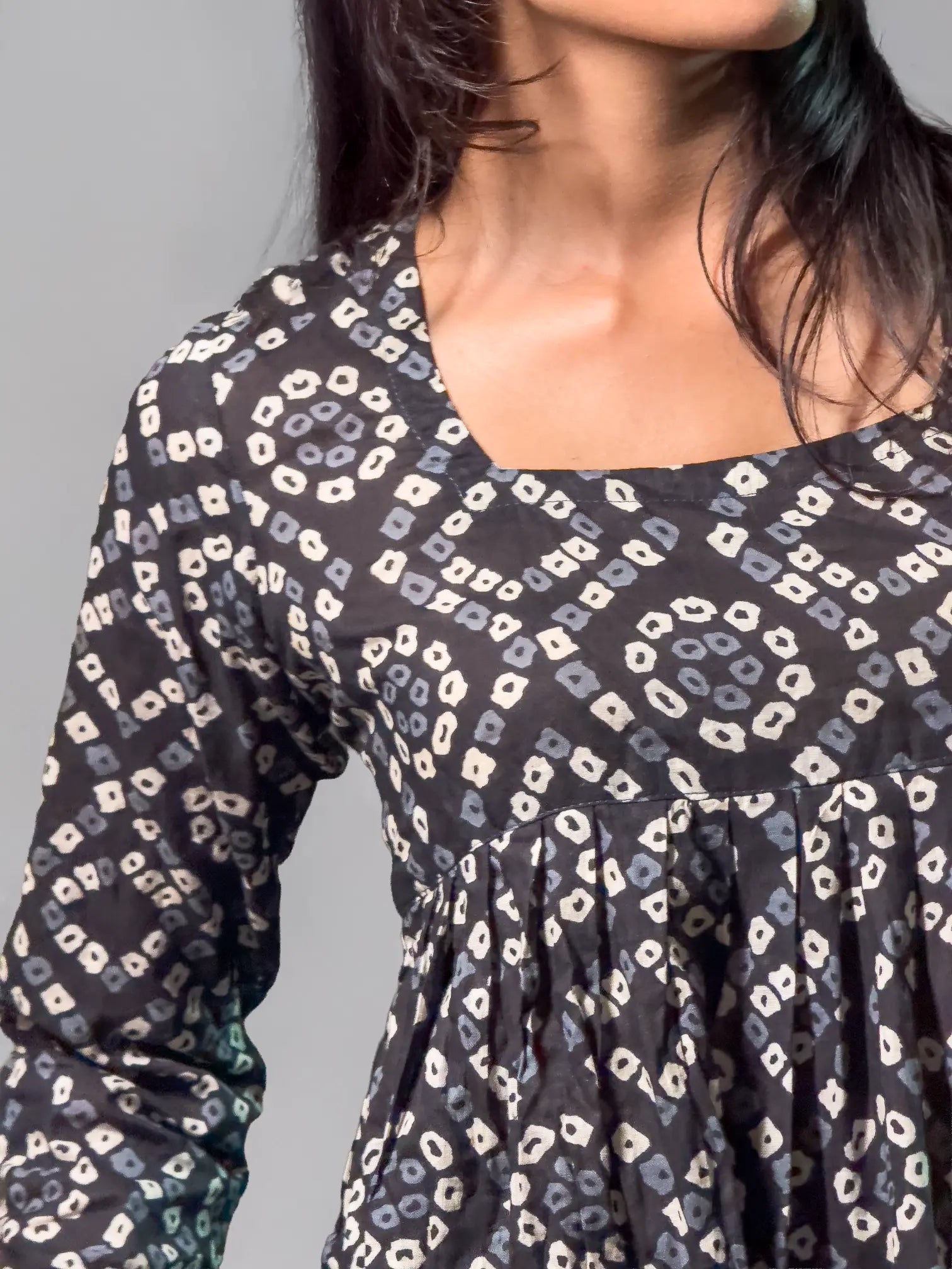 Indigo Geometric Hand block Print Short Kurti