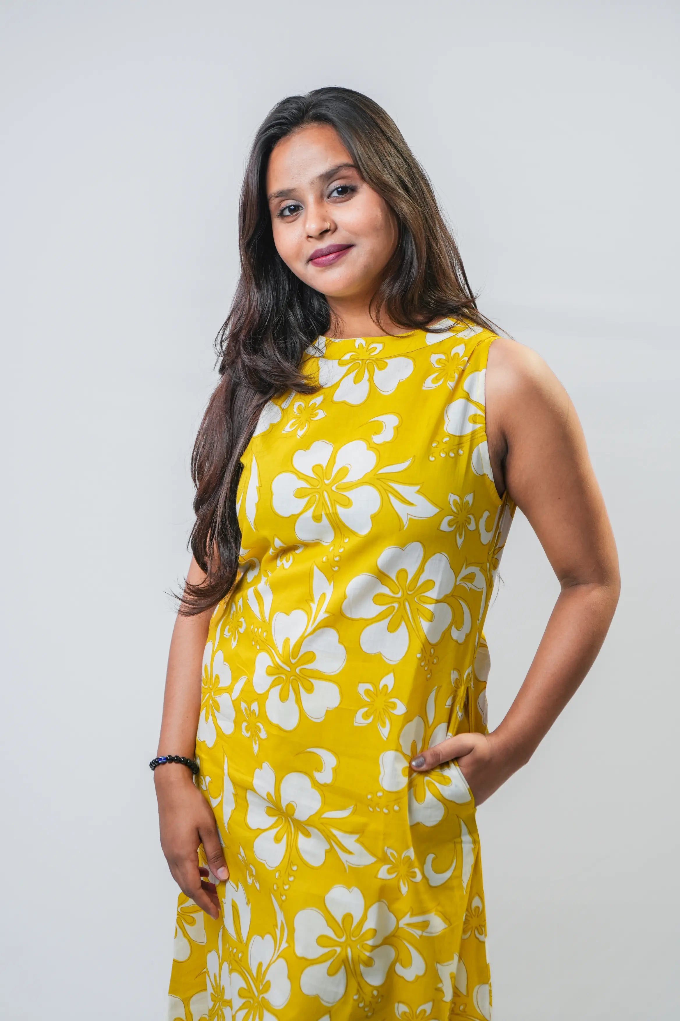 Sunlit Yellow Floral Sleeveless Kurta Set