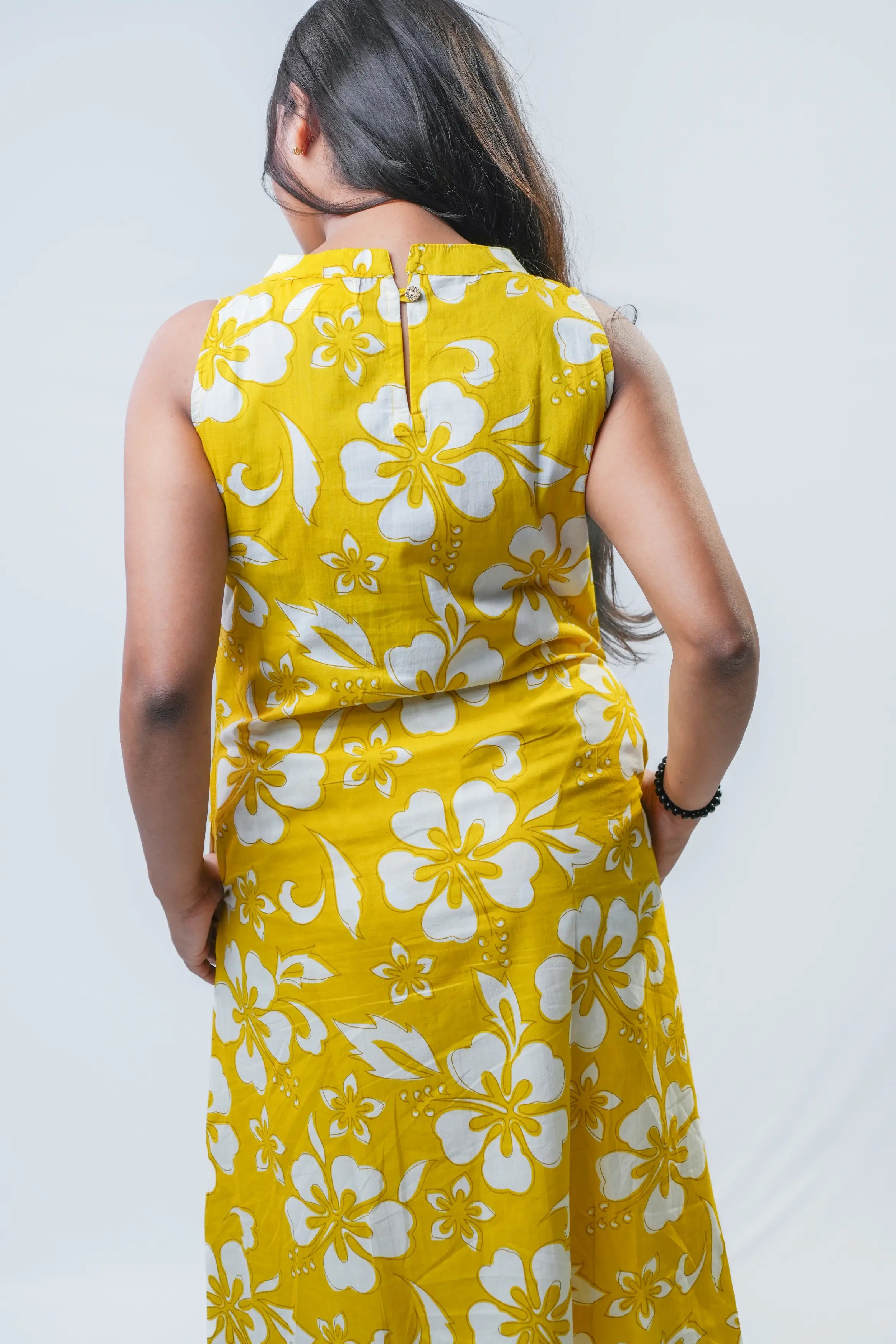 Sunlit Yellow Floral Sleeveless Kurta Set